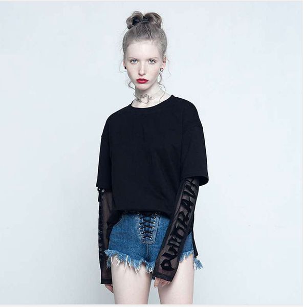 

womends tee shirt designer casual 2020 summer long sleeve lace hollow out t-shirt fashion luxury womens splice t shirt cloth, White