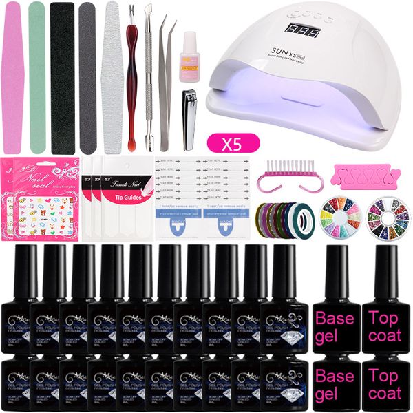 

a1 nail art set with uv lamp dryer soak off gel nail polish kit colors manicure set base coat for art tools
