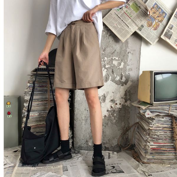 

shorts women loose trendy elegant all-match high-quality korean style leisure daily womens female lovely simple 2020 solid new, White;black