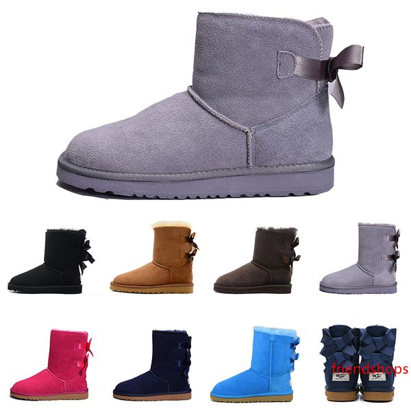 

with designer wgg snow boots women s australia classic bow ankle boots black grey chestnut navy blue women girl half boots size 36-41