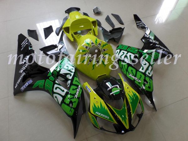 

oem quality new abs full fairings kits fit for honda cbr1000rr (2006-2007) cbr1000rr 06 07 bodywork set green black and yellow