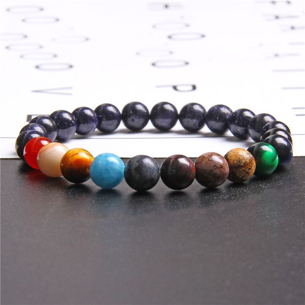 

eight planets natural stone bracelet universe yoga chakra galaxy solar lovers system bracelets for men women jewelry anniversary, Black