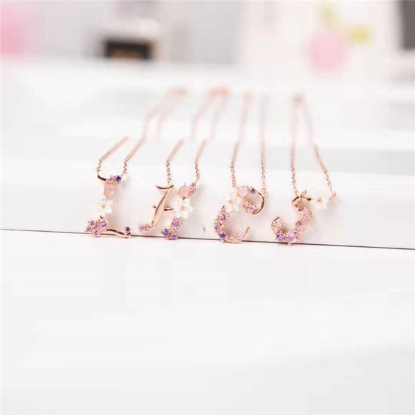 

женщин по 26 букв розовое золото цвет 925 серебряный колокольчик ожерелье мода роскошные дизайнер высокое качество сладкий ожерелья для женщ, Silver