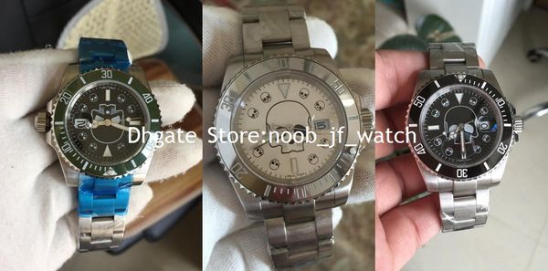 

3 style mens automatic rare skull dial watch men ceramic bezel full steel chronometer dive asia watches sport baselworld 14060 wristwatches, Slivery;brown