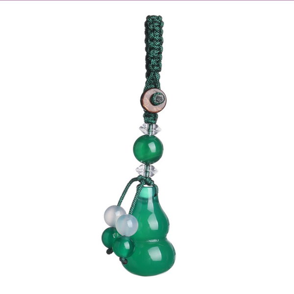 

handmade weave gourd shape green agates with small beads key chain for women gift jewelry, Silver
