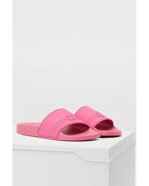 

mens womens rubber logo slider sandals beach slippers black white orange green pink fushisa size euro 35-44