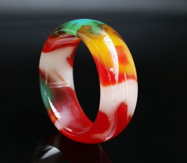 

xinjiang and tian yuga wide gold silk flower bangle jade chicken blood floating bracelet children's colorful floating, Black