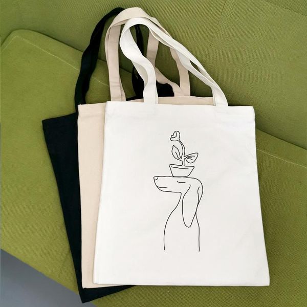 

art fashion shoulder bags women 2020 new canvas abstract print casual tote bags for students school tote bag shopping bag