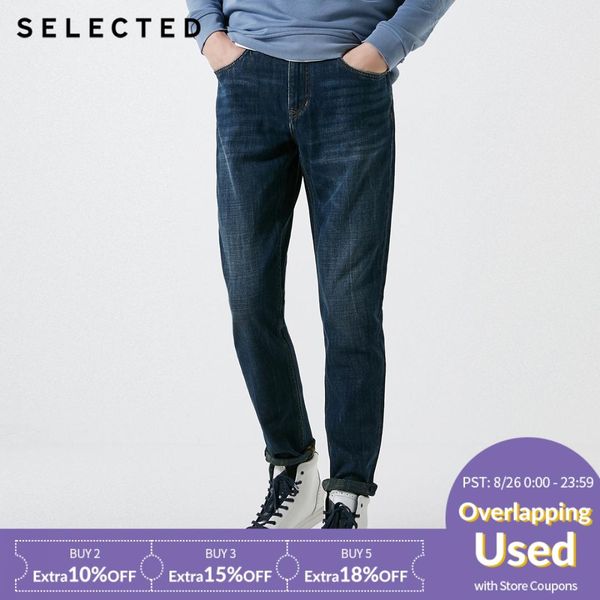 

men's spring fading cotton jeans c|419132536, Blue