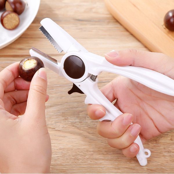 

new creative plastic stainless steel clip white color chestnut sheller opener cutter gadgets kitchen tools ing