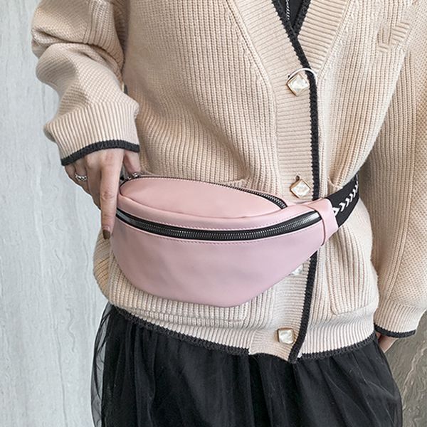 

women's waist bag fashion pu leather panny pack banana bag multifunction female crossbody bags simple belt waist packs