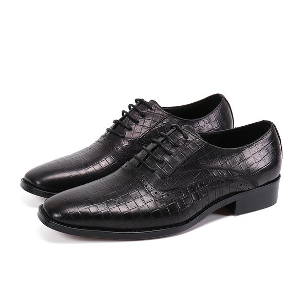 Nuovo abito da uomo in pelle genuina British Handmade Office Business Formal Oxford Black Wedding Lace Up Brogue Men Scarpe