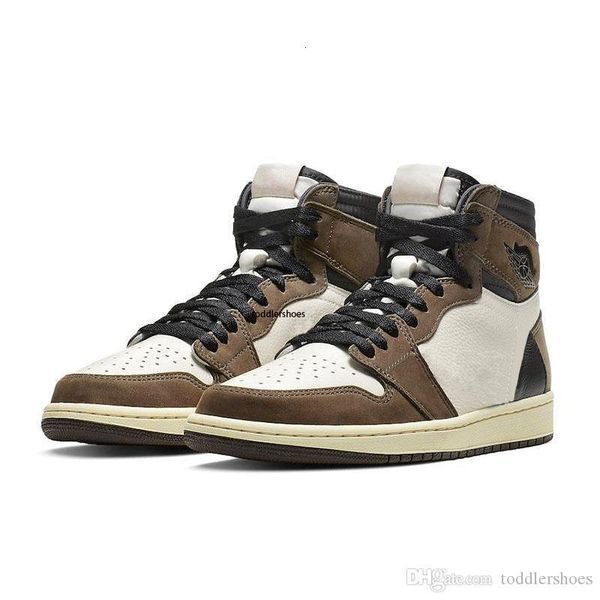 

лучшая обувь qaulitys 1 high og travis скоттс cactus jack замша dark mocha ts sp 3m баскетбол мужчины женщины 1s кроссовки с коробкой, Black