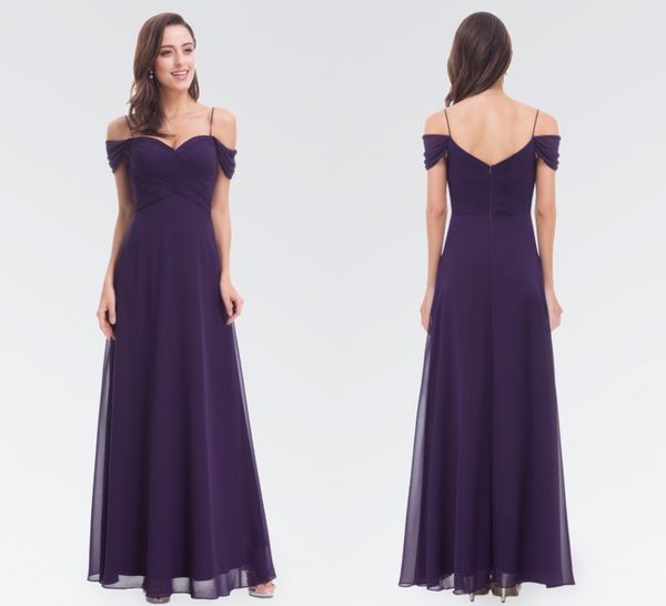 

2020 noble halter qi a-line evening dresses chiffon purple word shoulder dresses v-neck strap long bridesmaid dresses dh153, Black;red