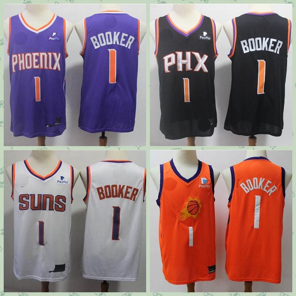 

2020 mens purple devin booker basketball jerseys suns city swingman edition devin 1 booker orange stitched jersey, Black;red