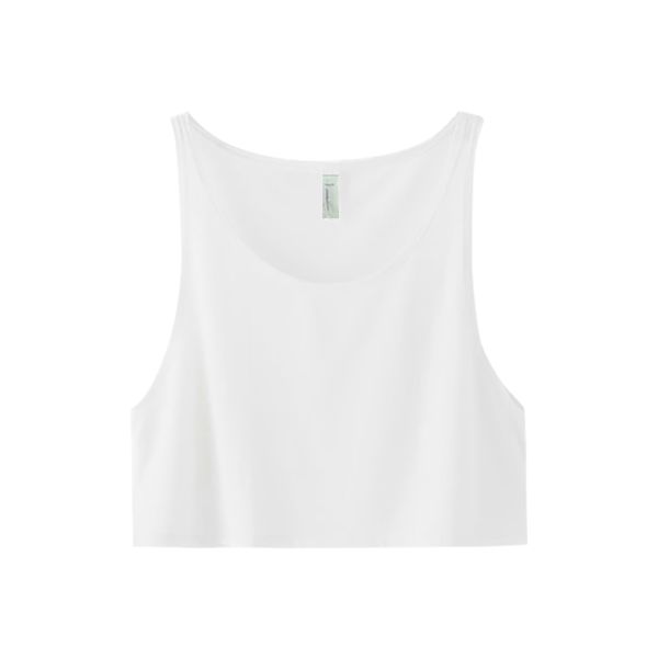 

summer new t-shirt street shooting fluorescent color navel sleeveless high waist short loose vest top, White