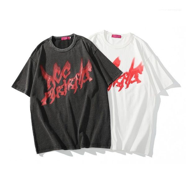 

style loose short sleeved crew neck pullover tshirts fashion men women tees hip hop mens designer tshirts letter graffiti print street, White;black