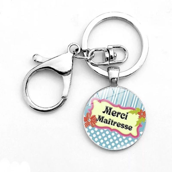 

1pc fashion silver color glass metal key chain