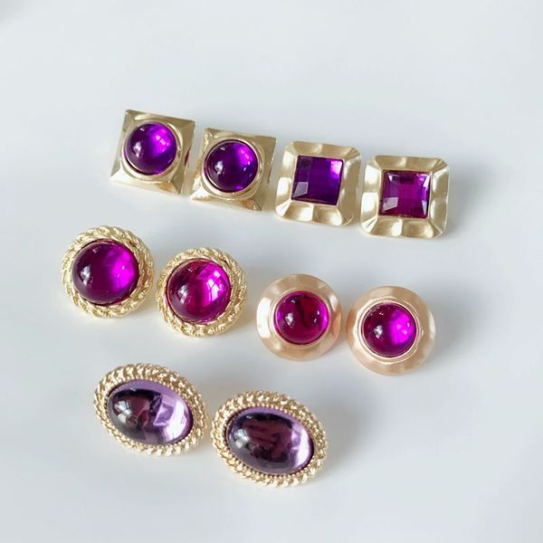 

purple opal color geometric alloy sweet clip earring for no ear holes, Silver