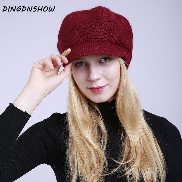 

dingdnshow] 2019 brand beanies hat winter hats women knitted hat cotton warm ladies skullies caps bonnet, Blue;gray