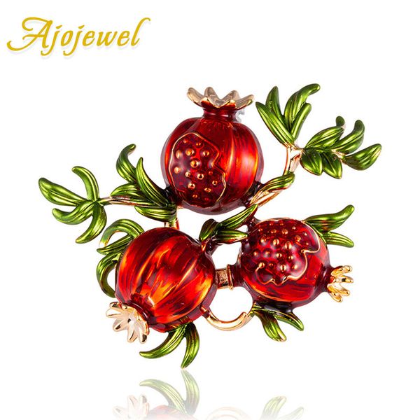 

ajojewel enamel pomegranate jewelry personalized brooch 2019 new christmas gift for women girls joyas broche, Gray