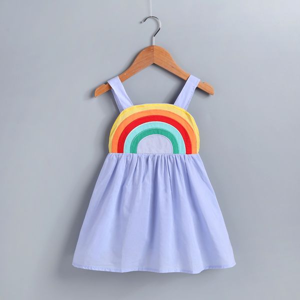 

baby girl rainbow printed sleeveless sling dress 1-5t kids children summer casual knee length a line dresses, Red;yellow