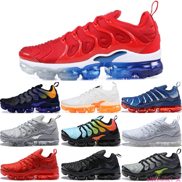 

2019 tn plus men running shoes usa game royal p blus tropical sunset wolf grey designer shoes sport sneakers trainers 36-45, Black;green