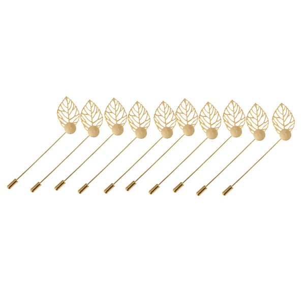 

10 pieces collar stick pin with clutch brooch leaf charms diy tray 1cm/0.39'' glue on flower pears, Gray