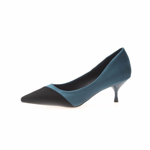 

2020 new women high heels fashion workplace pointed suede wild classic mature color matching blue red black women's shoes b23-04