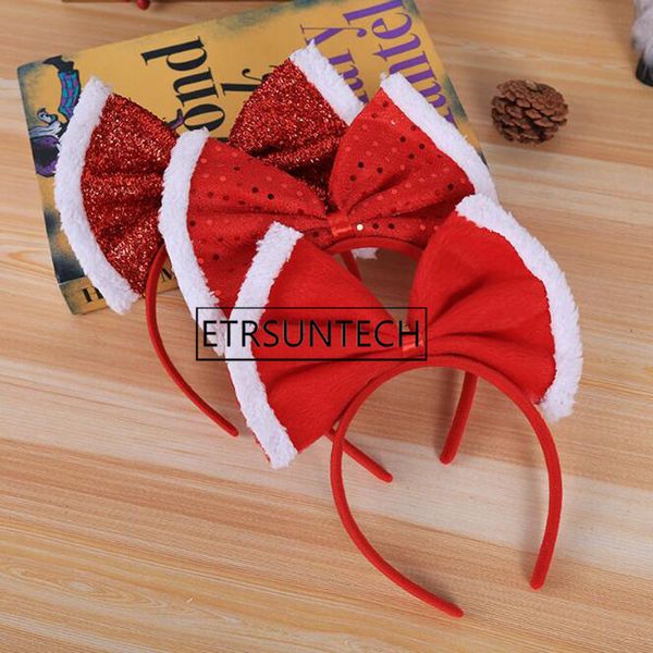 

100pcs christmas headband bow bowknot sequin ornament hairband head adornment santa xmas party decoration