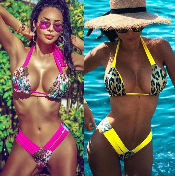

2019 new leopard printed lady bikini selling split swimsuits in europe and america