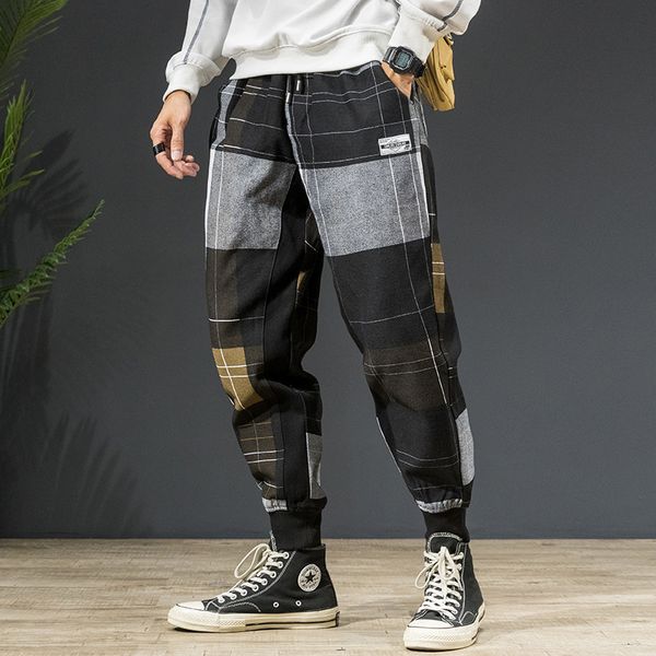 Compre Hip Hop Tela Escocesa Pantalones Hombres Pantalon Joggers