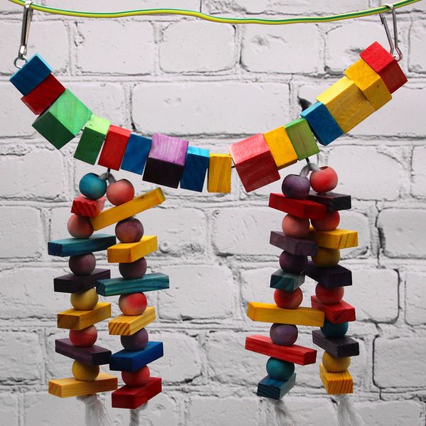 

parrot colour wood chain soft bridge suspension bridge parrot toys bird swing scaling ladder 288g