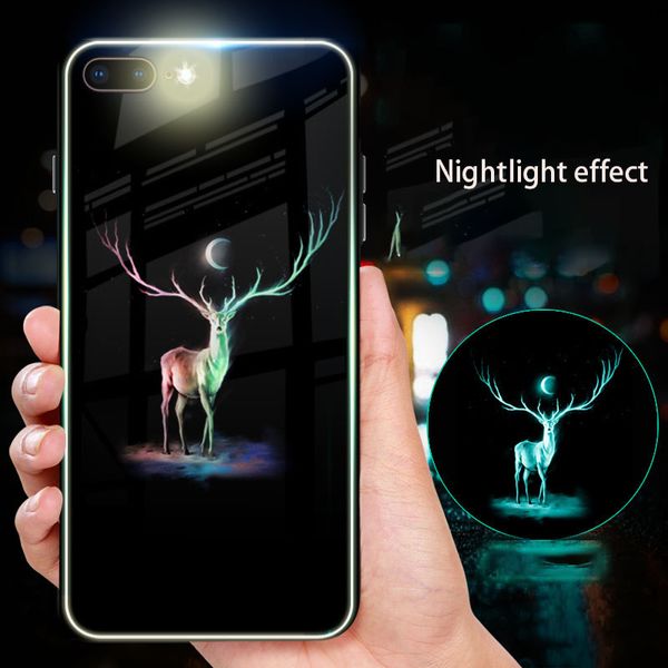 

noctilucent tempered glass phone case for iphone x xs max tpu soft edge protective back shell for iphone 7 8 6s plus case
