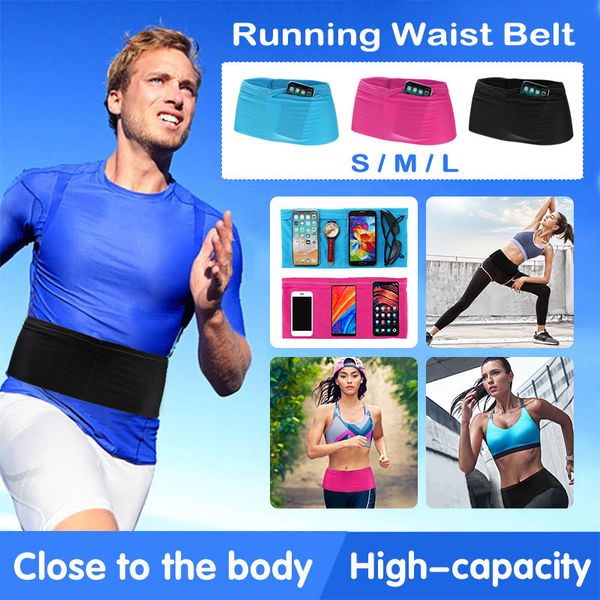 

men&women universal sport running pouch jogging belt phone bag breathable solid color cycling waist packbag 4 pockets