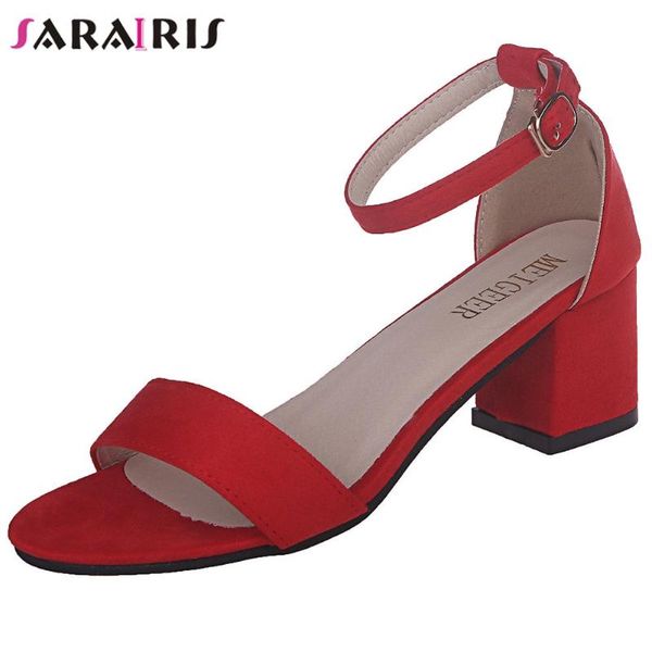 

sarairis high hoof heels sandals women 2020 summer elegant heeled sandals ladies new classic ins style concise shallow shoes, Black