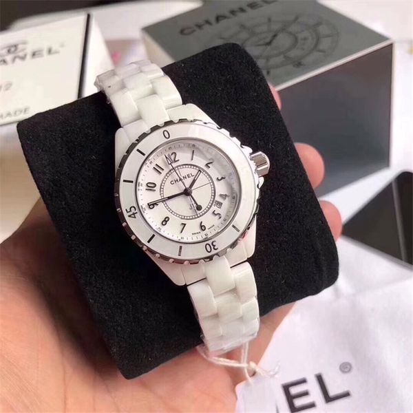

Luxury wi watch women wri twatche black white ceramic watch 33 38mm two ize watch quartz movement watche hipping