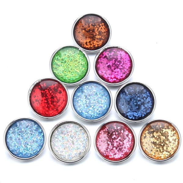 

10pcs/lot colorful mix resin snap buttons handmade charms fit 18mm 20mm snap bracelet summer button jewelry zd084, Golden;silver