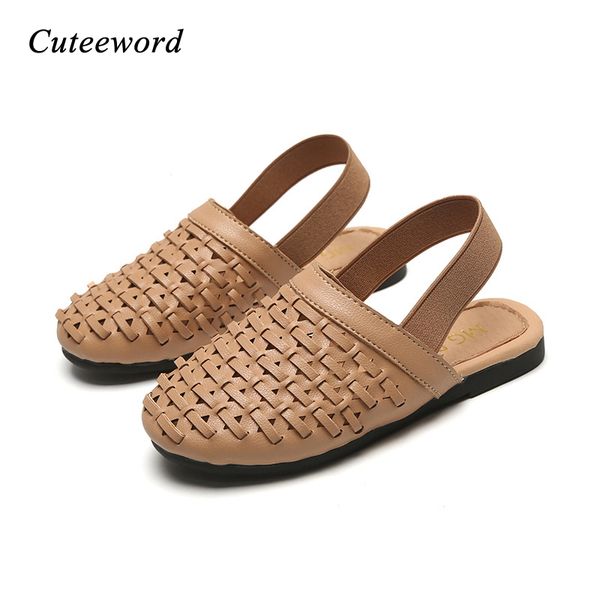 

retro woven children's sandals girls shoes 2020 summer new sets of foot baotou kids sandals casual shoes girls sandals slippers t200507, Black;red