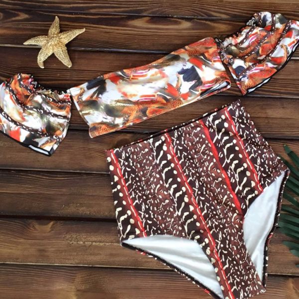 

2018 women bikini set high waisted shading dots boat neck lingerie bikini bra + brief seashore swimsuit swimwear set