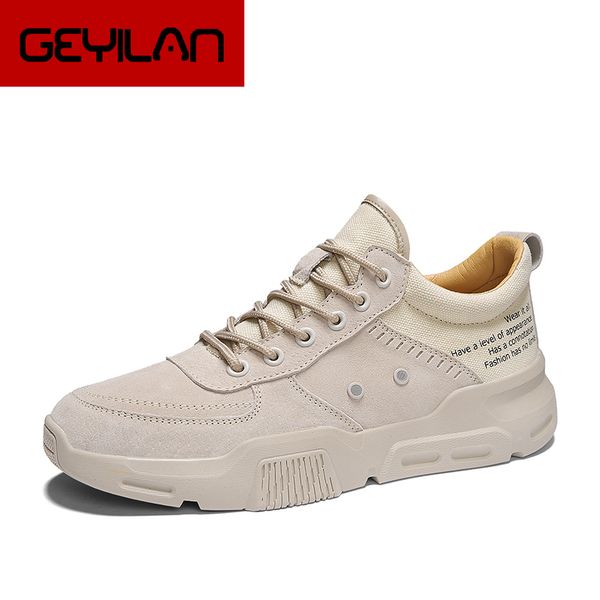 

brand men casual shoes breathable lace-up hiking shoes lightweight comfortable men sneakers genuine leather flats *, Black
