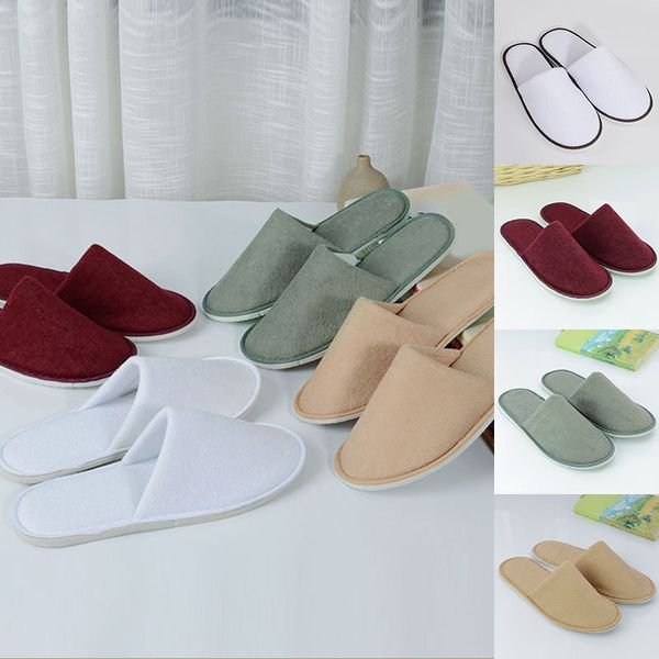 

1 pairs l travel spa disposable slippers home guest l slippers white red grey beige kids and unisex, Black