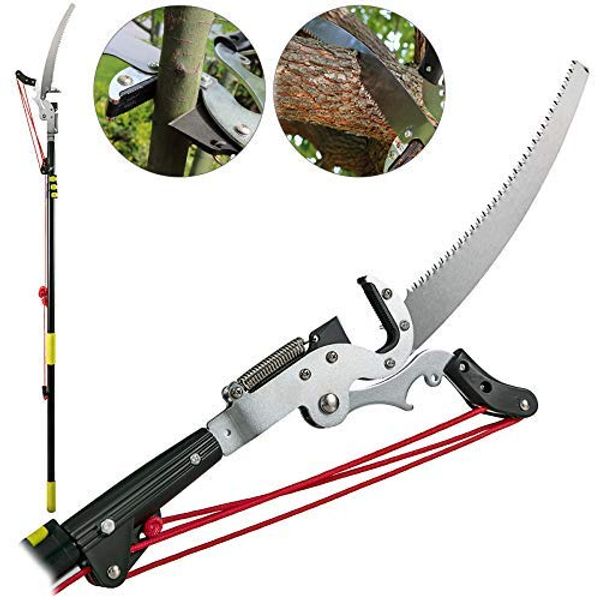 

vevor tree pruner 5.4~17.7ft extendable pole saw with 3-sided blade sk5 cutting blade tree pole pruner saw