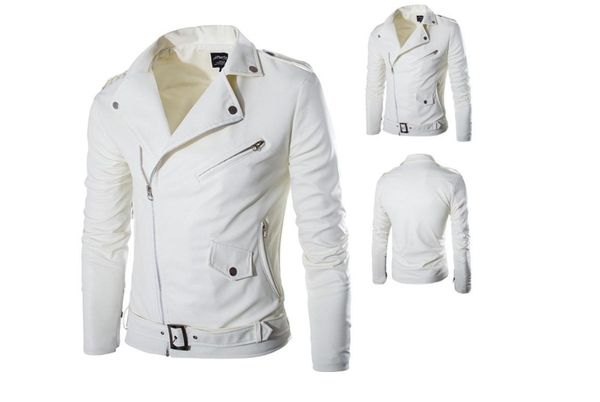

europe united states men's locomot pu jacket black white 2xl 3xl spring and winter fashion slim motorcycle wash leather jacket