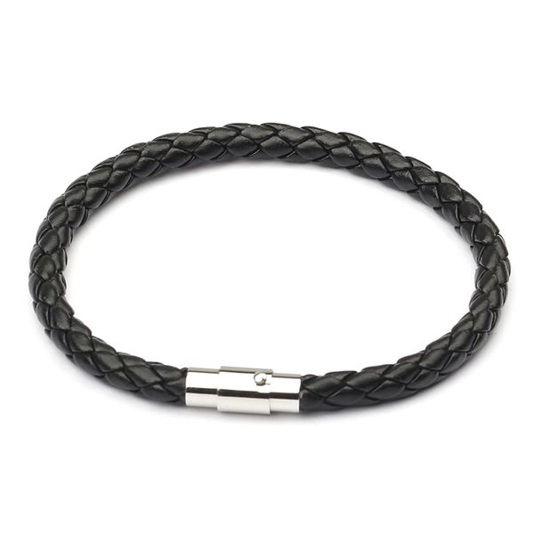 

creative fashion black brown bracelet men and women leather rope woven leather bracelet stainless steel bracelet with magnetic buckle, Golden;silver