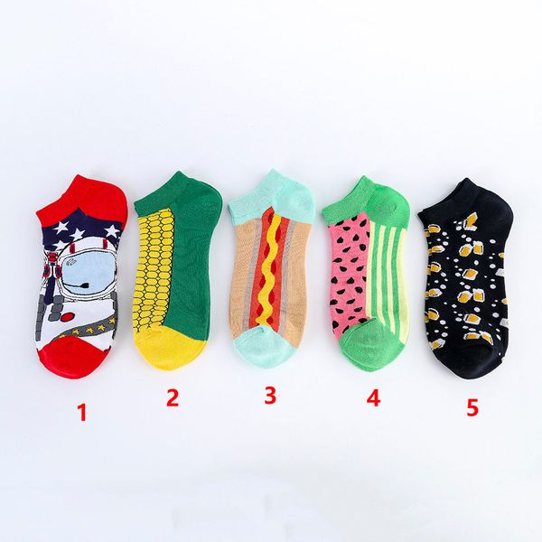 

harajuku happy short socks men's funny avatar combed cotton casual men socks colorful novelty skateboard socks women d19015, Black