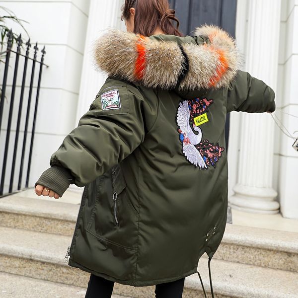 

2018 new autumn and winter wear down cotton pad women korean version of the large size loose long cotton coat, Black