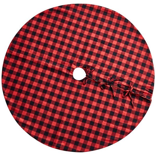 

48-inch christmas tree skirt red and black plaid for decorations indoor outdoor, pa