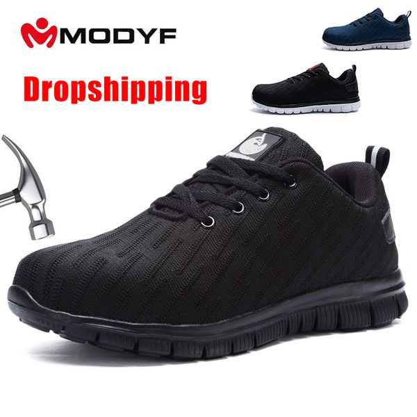 

modyf men lightweight steel toe cap work safety shoes insulation reflective anti-puncture breathable construction safety boots, Black
