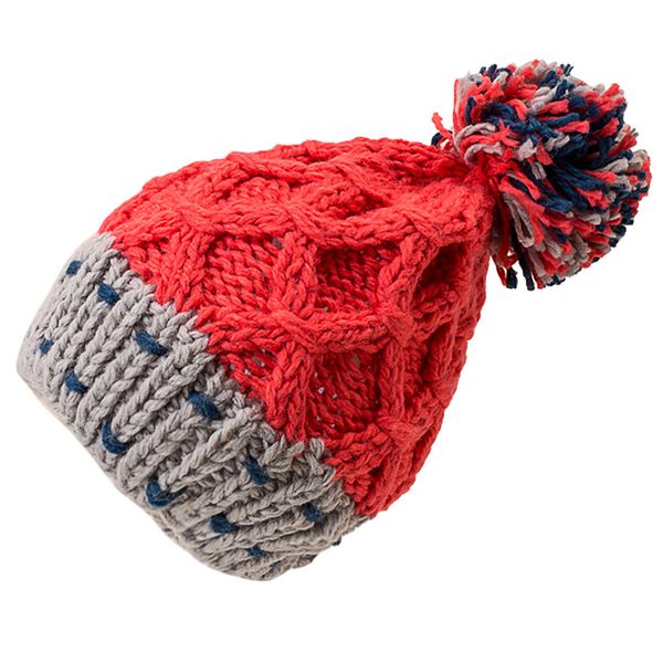 

patchwork hairy bell knitted skully hat fashion women cute patchwork thermal woolen hat bucket cap czapka zimowa damska, Blue;gray